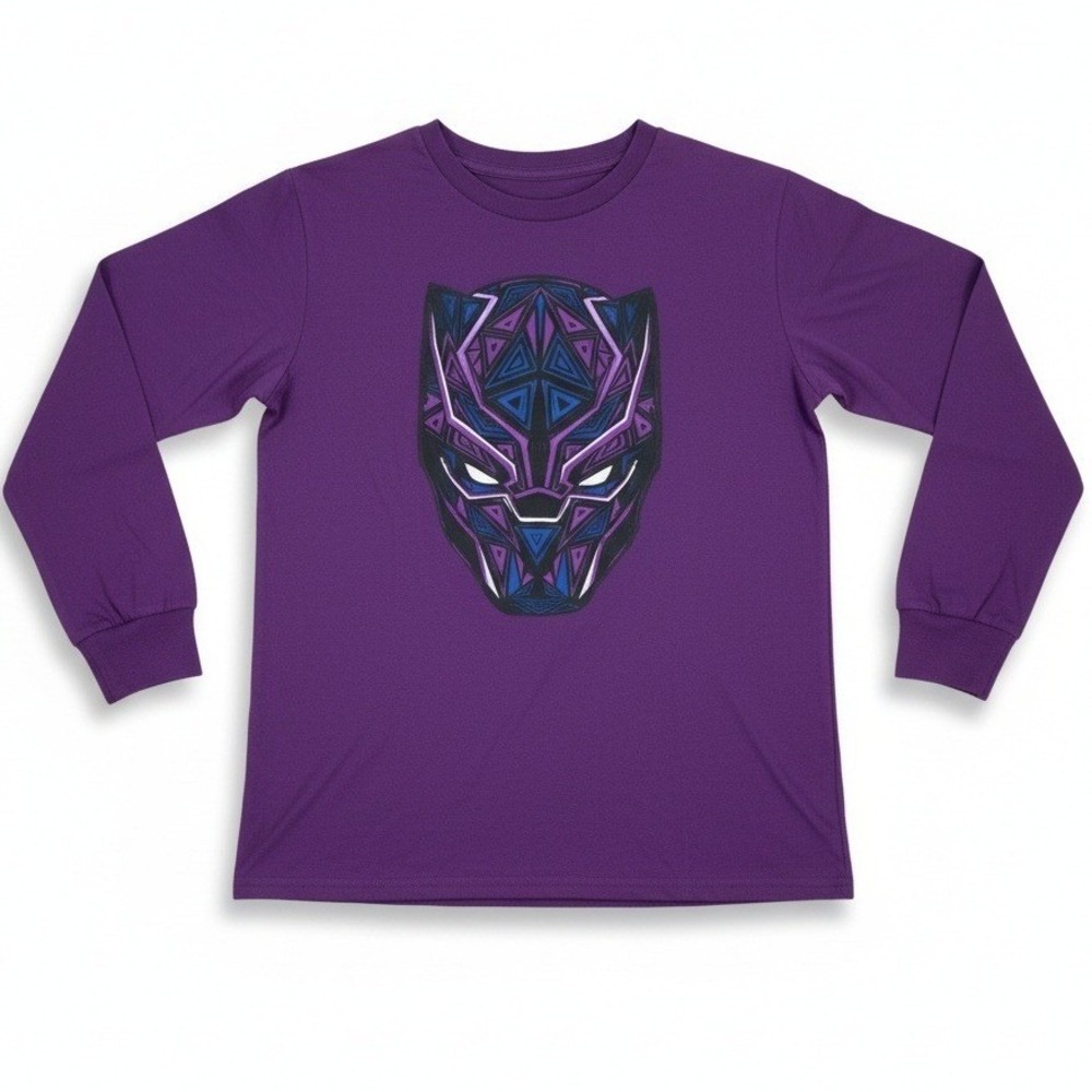 Marvel Black Panther Mens T Shirt Purple Long Sleeve Wakanda Forever Graphic New